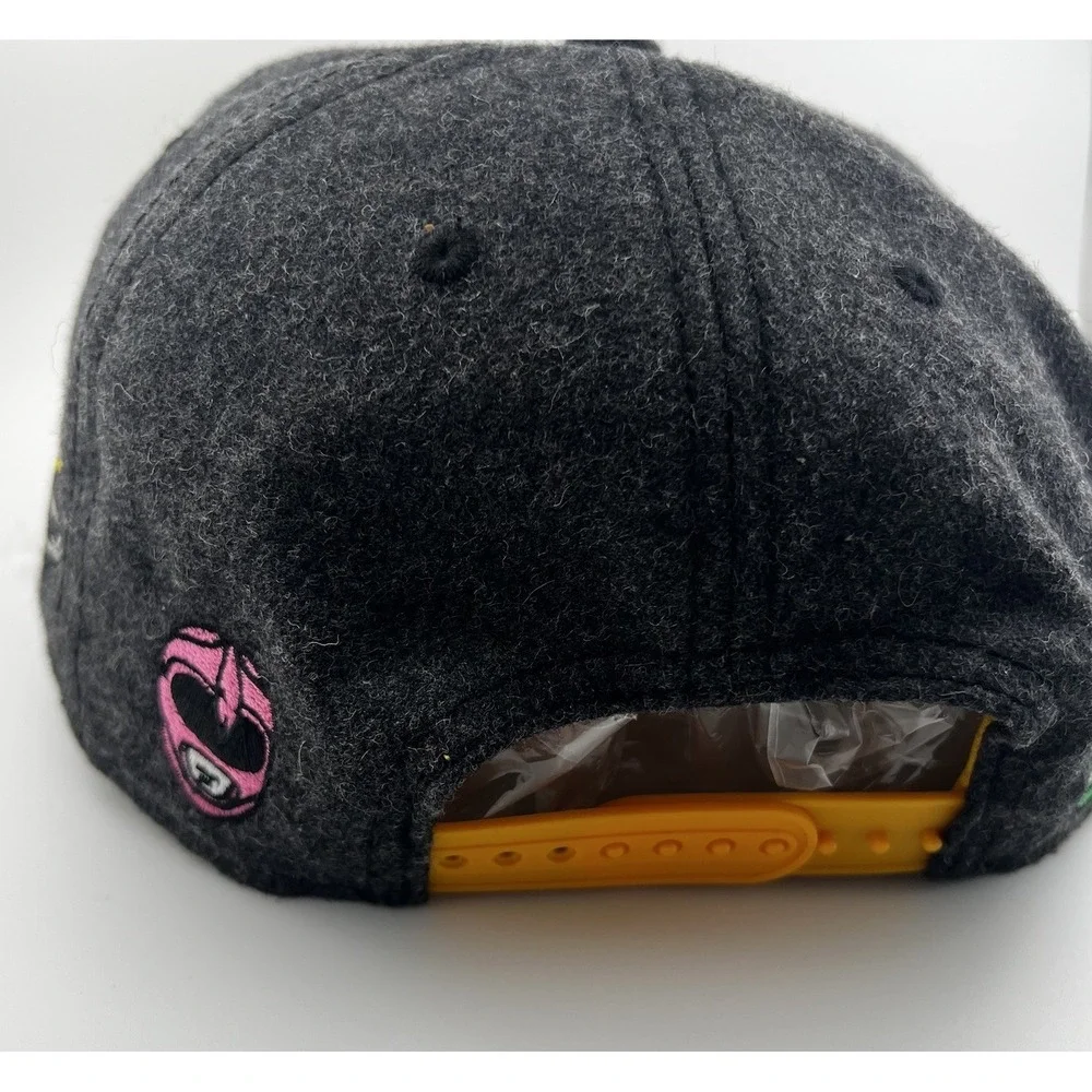 Mighty Morphin Power Rangers Embroidered Snapback Hat BioWorld Gray Yellow OSFA